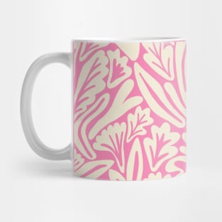 Abstract boho leaf and flower pattern in pink Mug